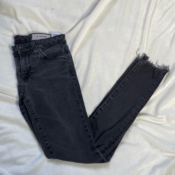ADRIANO GOLDSCHMIED Black Wash Raw Hem Skinny Jeans The Legging Ankle 24 Low - Picture 1 of 5